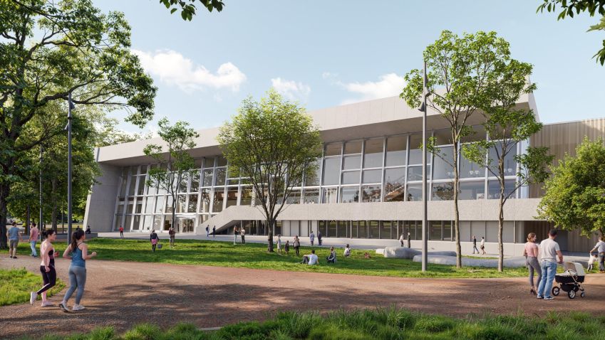 Chomutovské lázně se promění v knihovnu 21. století. Projekt zachová brutalistní halu a vloží do ní dřevěnou vestavbu