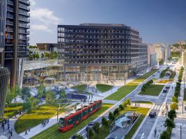 Tramvaj na vizualizaci projektu Eurovea 2