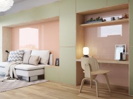 Lacobel Pink Nude and Matelac Green Safari