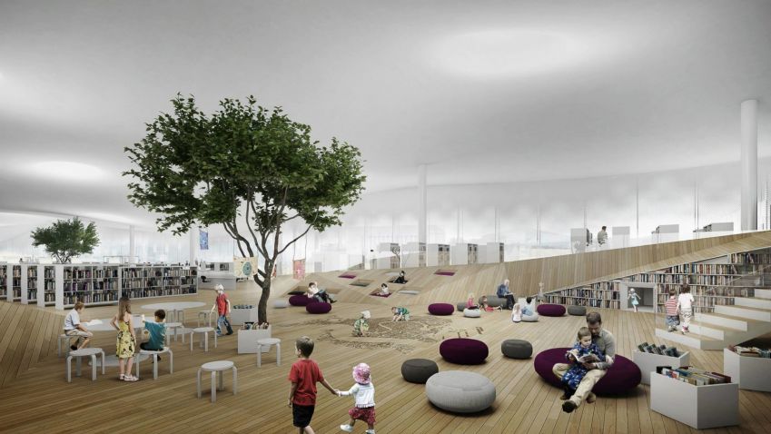 Nová knihovna ve Finsku je stavbou budoucnosti, nabízí roboty, nahrávací studia i živé stromy