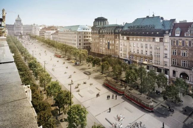 Nové stromořadí na Václavském náměstí bude zavlažováno z retenční nádrže, která vznikne v jeho horní části 