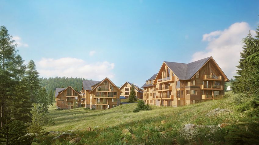 V Krkonoších vyrostou horské apartmány s hotelovými službami Aldrov Apartments & Resort