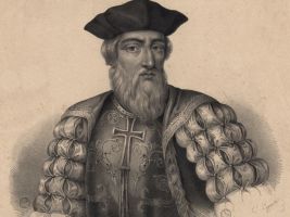 zdroj Wikimedia commons/ Biblioteca Nacional de Portugal Popisek: Portugalský mořeplavec Vasco da Gama