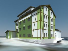 Bencont Development Popisek: Vizualizace nové podoby apartmánového domu Família